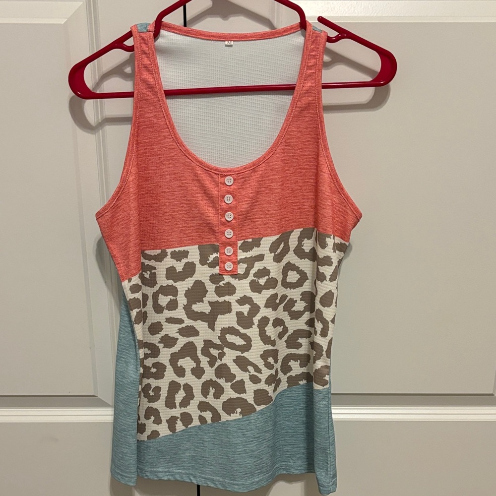 Colorblock Leopard Print Tank Top